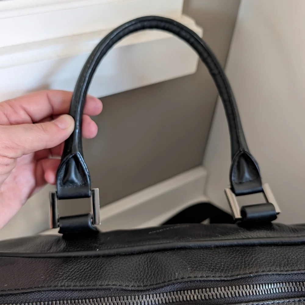 🖤EUC Hook & Albert Luxury Genuine Pebble Leather Adjustable Crossbody Briefcase